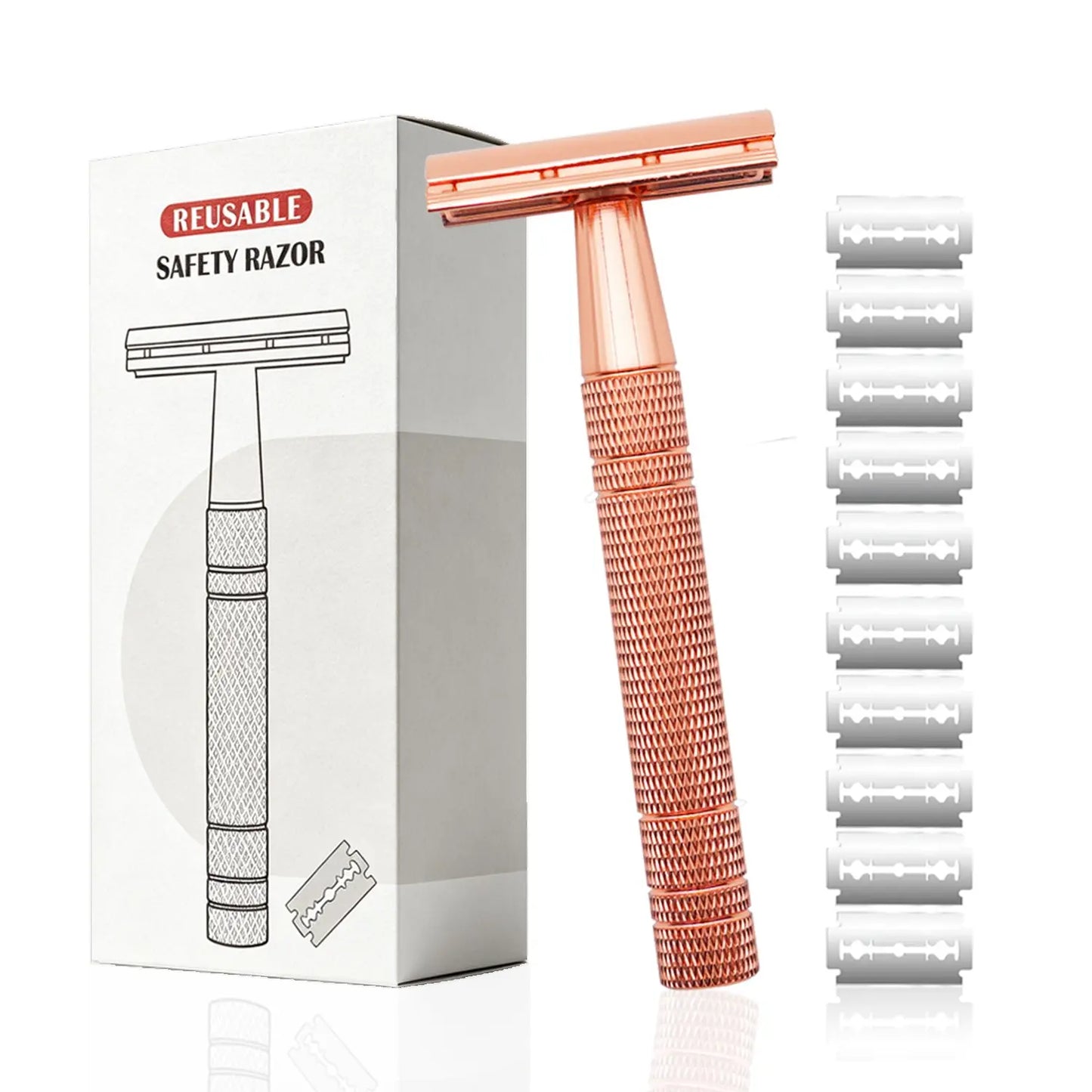 Double Edge Safety Razor Set with 10 Replaceable Blades