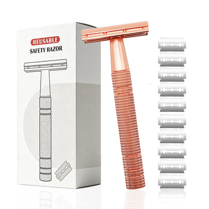 Double Edge Safety Razor Set with 10 Replaceable Blades