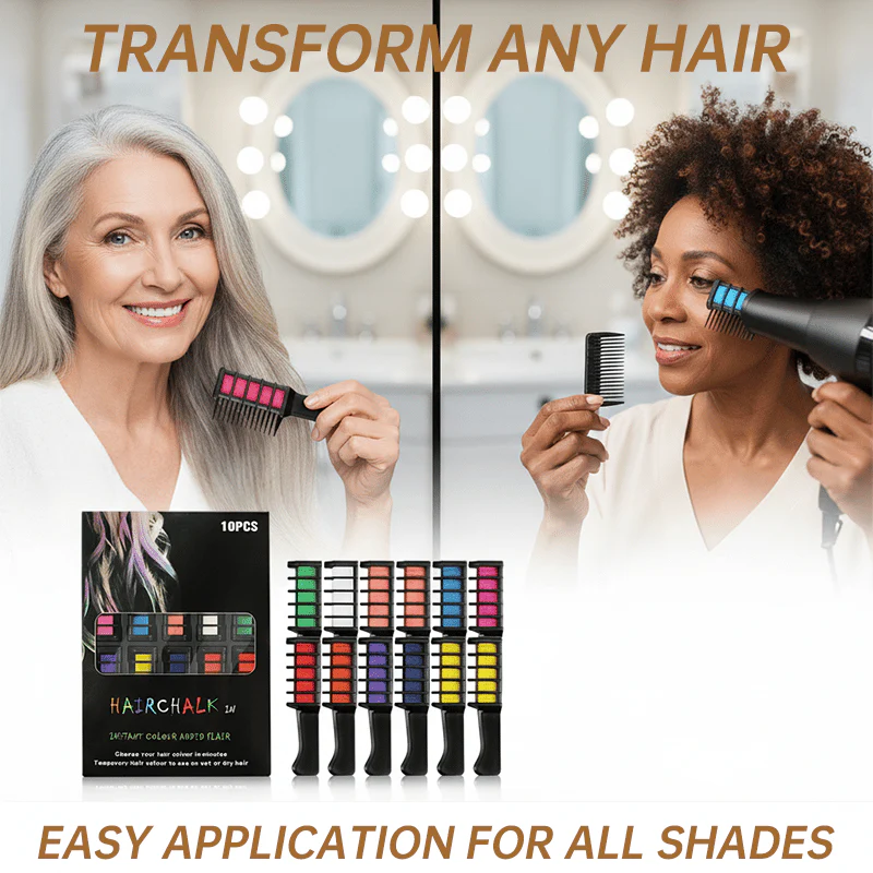 🌈HOT SALE 50% OFF – 10 Color Hair Chalk Comb Set | Instant Rainbow Hair Without Damage