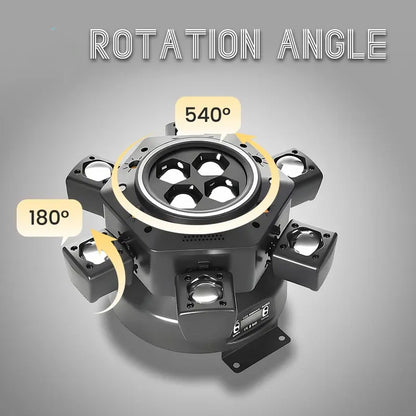 MDT Super 6-IN-1 Moving Head DJ Lights with RGBW 6-Arm Beams, Bee-Eyes Effect