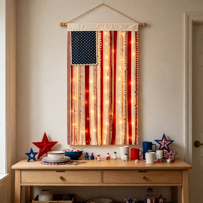 Make Your Home the Pride of the Neighborhood! America 250th Special Edition-4 x 2.3 Ft Lighted Rag American Flag Banner