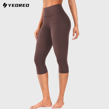 Womens Workout Capri Leggings 17" No Front Seam High Waisted Hidden Scrunch Gym Yoga Pants,summerwins summerwins