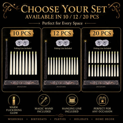 ✨ Floating LED Candles with Wand Remote | Flameless Hanging Candle Set🪄