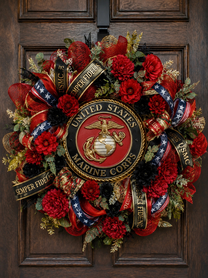 Marine Corps Patriotic Wreath | Honor Veterans Decor - Support Our Heroes