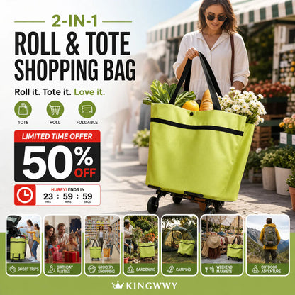 🛍️2-in-1 Foldable Shopping Cart✨