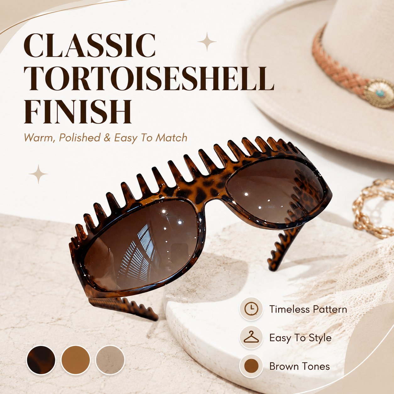 🔥50% OFF TODAY😎 2-in-1 Tortoiseshell Sunglasses Headband