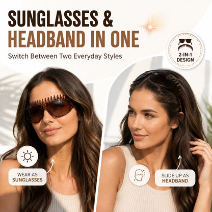 🔥50% OFF TODAY😎 2-in-1 Tortoiseshell Sunglasses Headband
