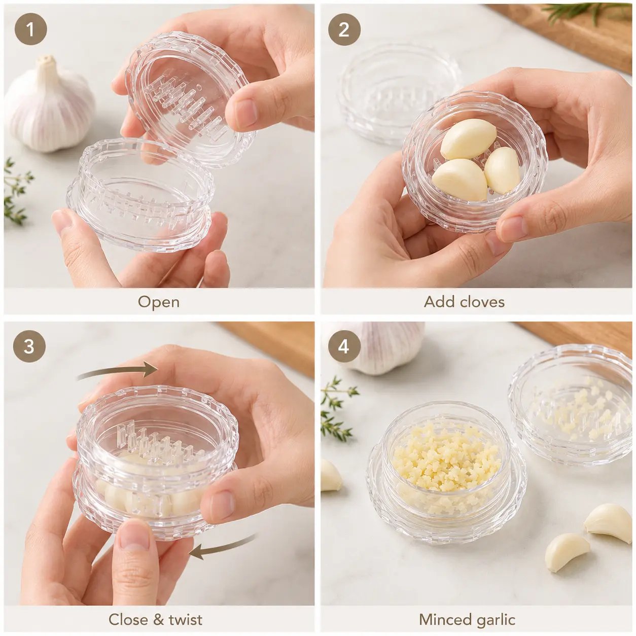 2PCS GET FREE 1 Clear Manual Garlic Twister and Ginger Mincer Tool