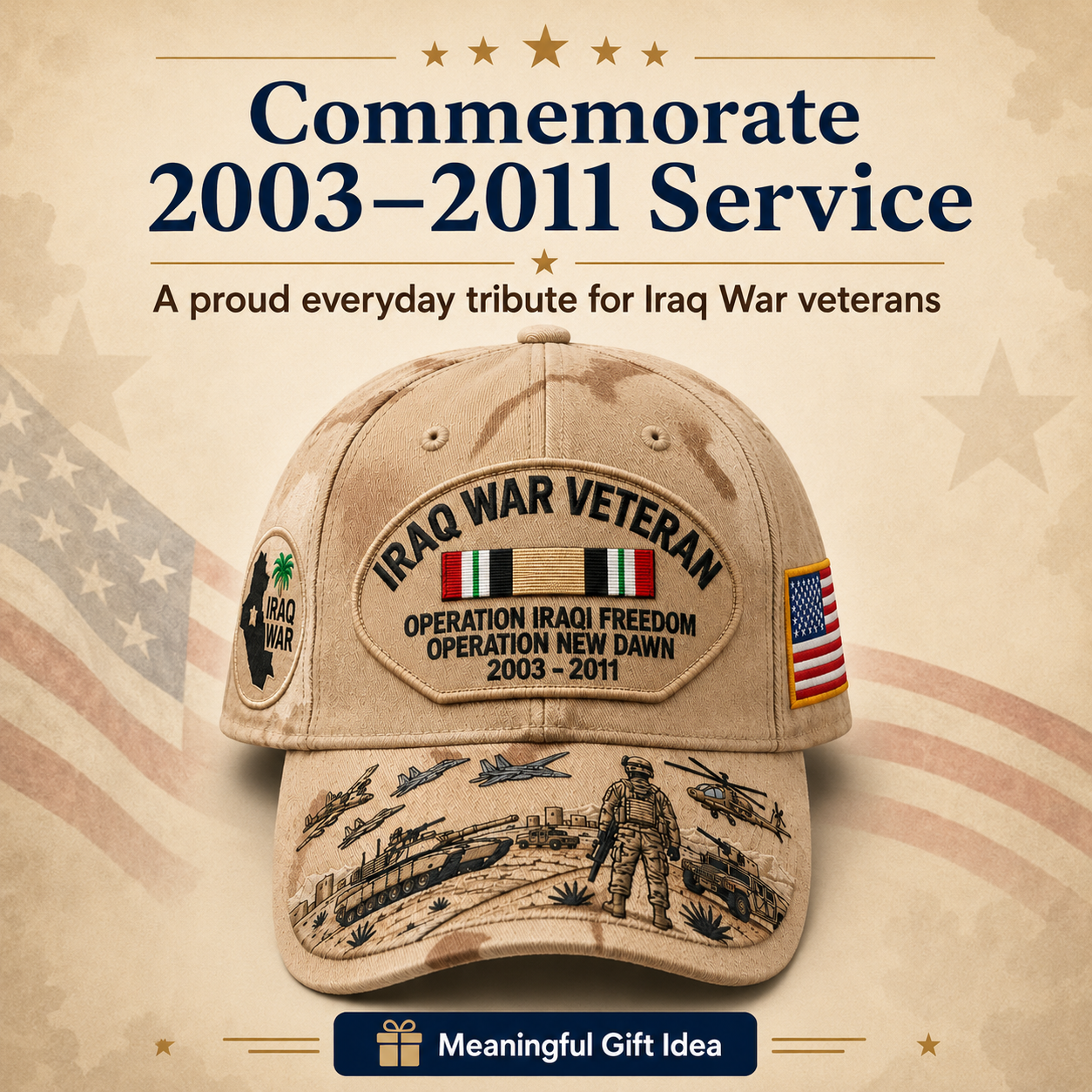 🇺🇸 Last Day Promo: 49% OFF 🎖️ - Iraq War Veteran Tribute Cap