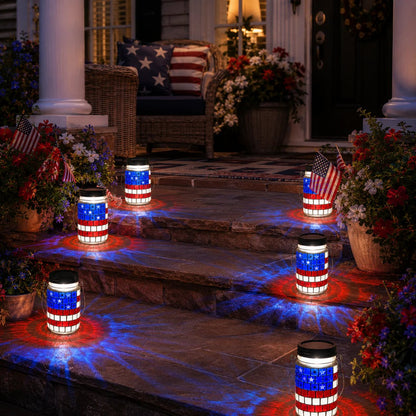 4th of July Solar Patriotic Mason Jar Lantern