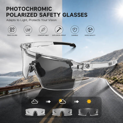 ☀️UV400 Photochromic Polarized Safety Glasses🥇Impact Resistant Outdoor Sports & Work Eyewear