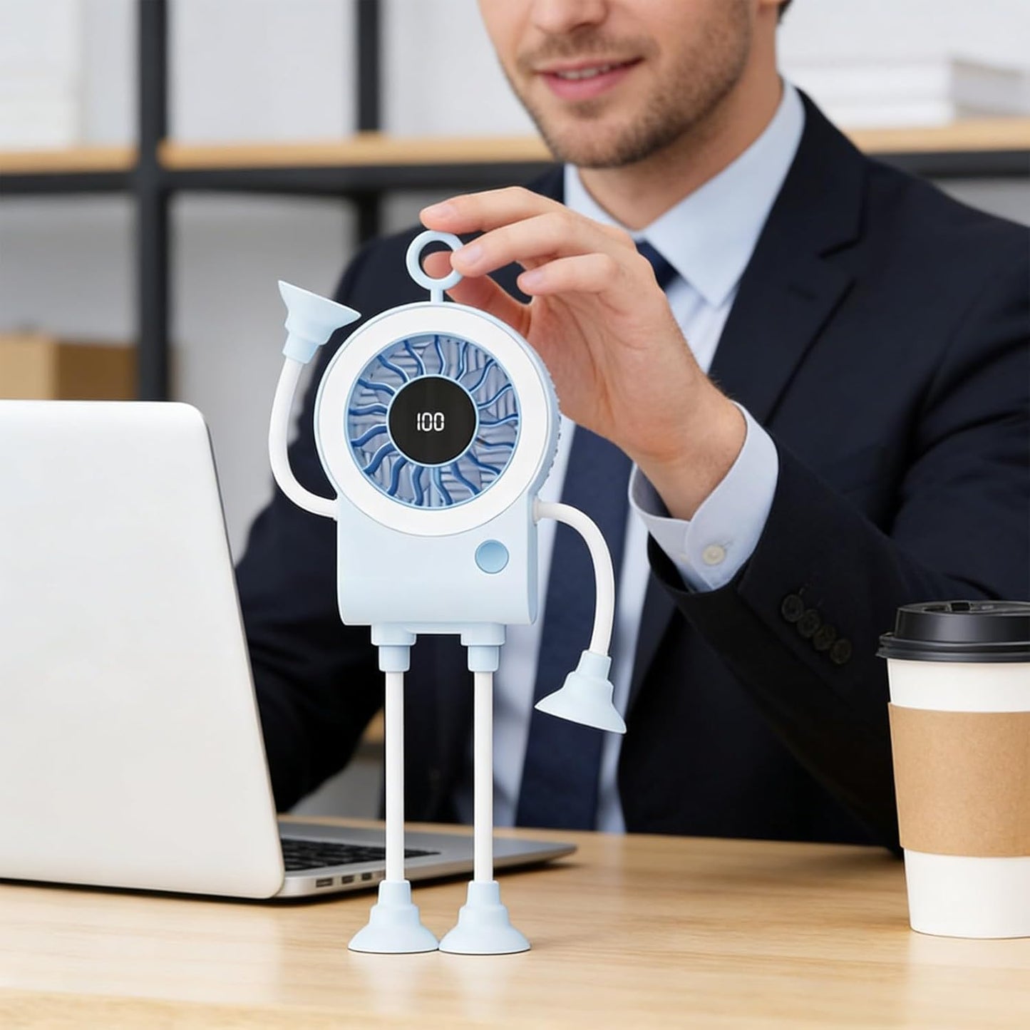 🌟🤖 Cute Robot Shaped Multi-scene Portable Desk Fan