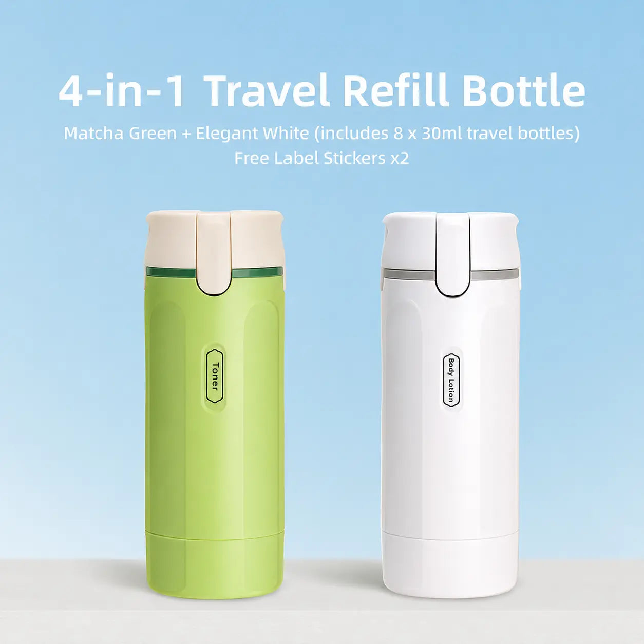 ✈️ 4-in-1 Leakproof Refillable Travel Toiletry Dispenser