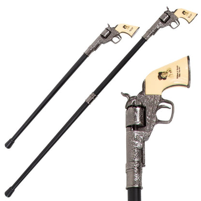 🔫 Western Revolver Walking Cane – Unique Pistol Handle for Collectors & Gentlemen