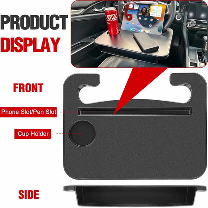 🚗 2-in-1 Car Desk Tray – Steering Wheel Workstation + Side Seat Storage Pocket