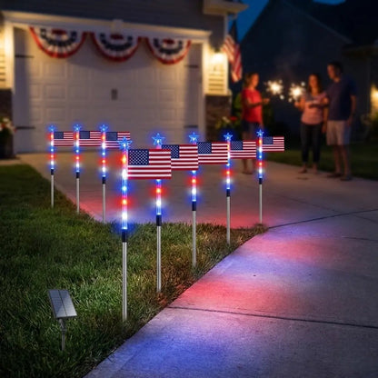 🔥MADE IN USA-8-Piece Flag Light Set🔥 – 4th of July Decorations with 8 Lighting Modes