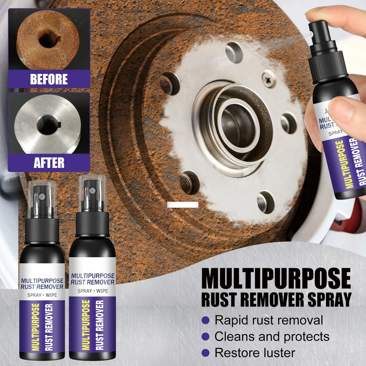 💪Powerful Rapid Rust Remover Spray – No Scrubbing, Safe for Iron/Steel/Home Hardware