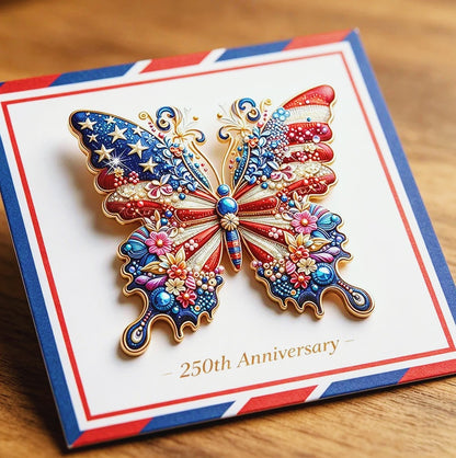 US 250th Anniversary Butterfly Shape Brooch Pin