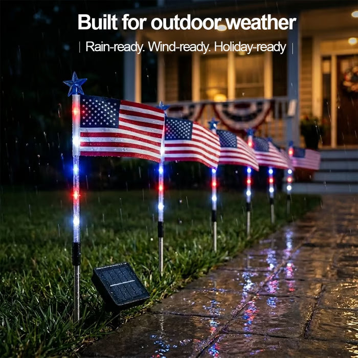 🔥Last Day-70% OFF🔥8 Solar American Flag Pathway Lights – Red, White & Blue Yard Glow for 250th Independence Celebration 🇺🇸✨