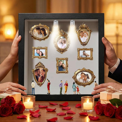 DIY Mini Museum Shadow Box Kit - Customizable 3D Memory Display Frame with LED Lights, Mini Frames & Figurines for Wedding, Graduation & Gifts