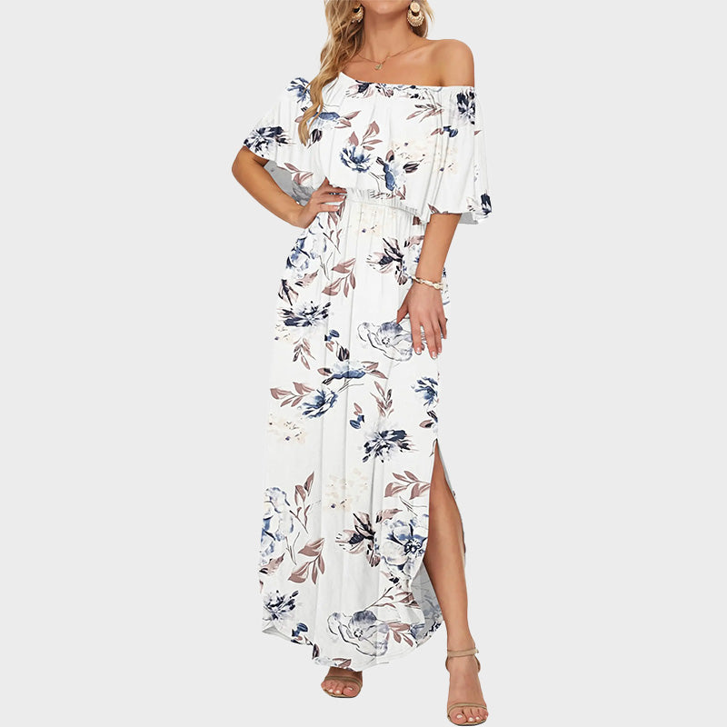 ⭐ 🔥Limited Time | Cold Shoulder Ruffle Maxi Dress with Pockets