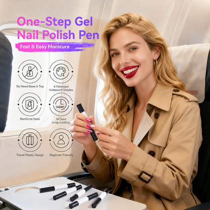 ✨ Gel Nail Polish Pen: Beginner-friendly and easy to carry on the go; delivers a brilliant, glossy finish with up to 14 days of long-lasting wear.