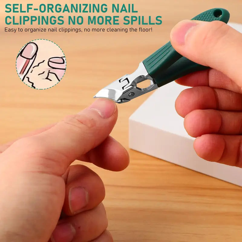 3-Piece Wide-Mouth Splash-Proof Angled Nail Clippers