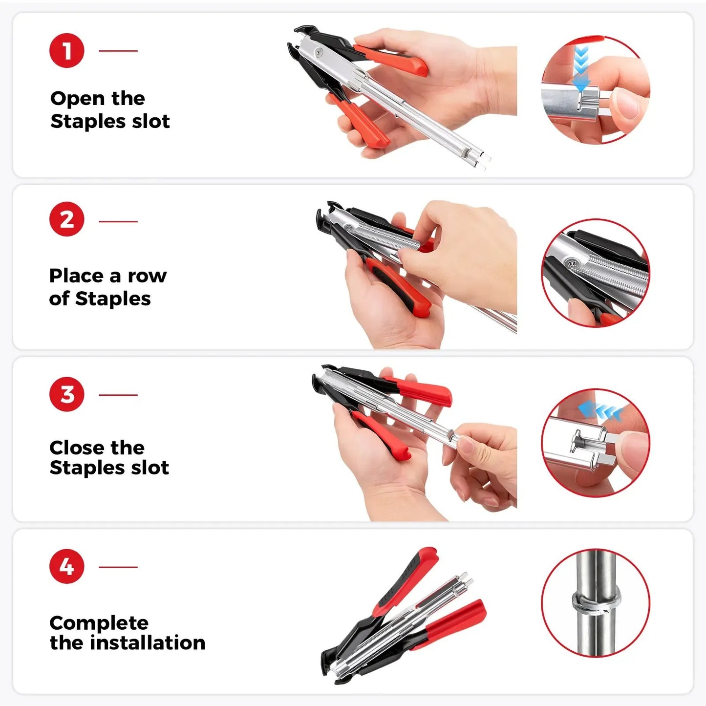 🔥LAST DAY 49% OFF - 🛠️100 PCS/600PCS/2500 PCS C Clips Hog Ring Pliers Kit, 3/4'' Hog Ring Nail, Fencing Plier Staple Gun Cage Clamp