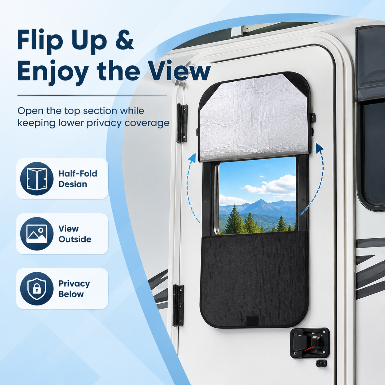 RV Door Window Blackout Shade-16x25 Triple-Layer Privacy Cover