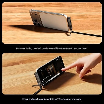 ⚡HOT SELL🔥 2-in-1 Invisible Holder Charger Cable - 240W Fast Charging Cord with Built-In Phone Stand