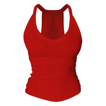 V Neck Cotton Tank Tops with Built-in Shelf Bra Sleeveless Racerback Fitted Basic Cami Shirts