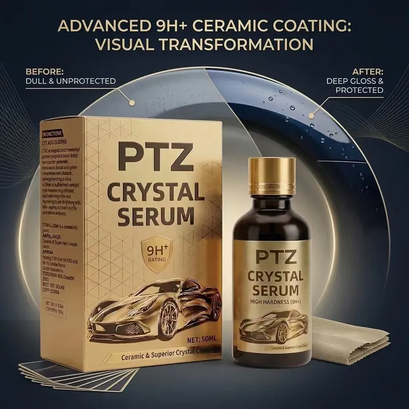 Crystal Serum 9H+ Ceramic Coating for Cars - 10X Harder Than Factory Paint, Ultra Hydrophobic Mirror Shine, Scratch & UV Protection, Long-Lasting Auto Detailing Kit