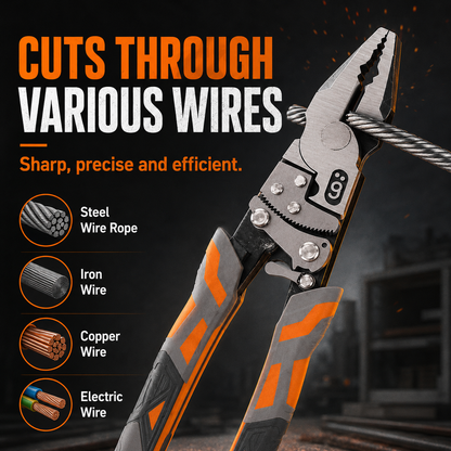 🔧 Labor-Saving Ratchet Lock Multi-Functional 55# Steel Linesman Pliers with Anti-Slip Rubber Grip