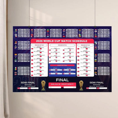 ⚽🏆Graphic World Soccer 2026 Schedule Wall Chart, Soccer Fixtures Chart, Soccer Cup 2026 Result Chart （3 Jumbo Posters ）
