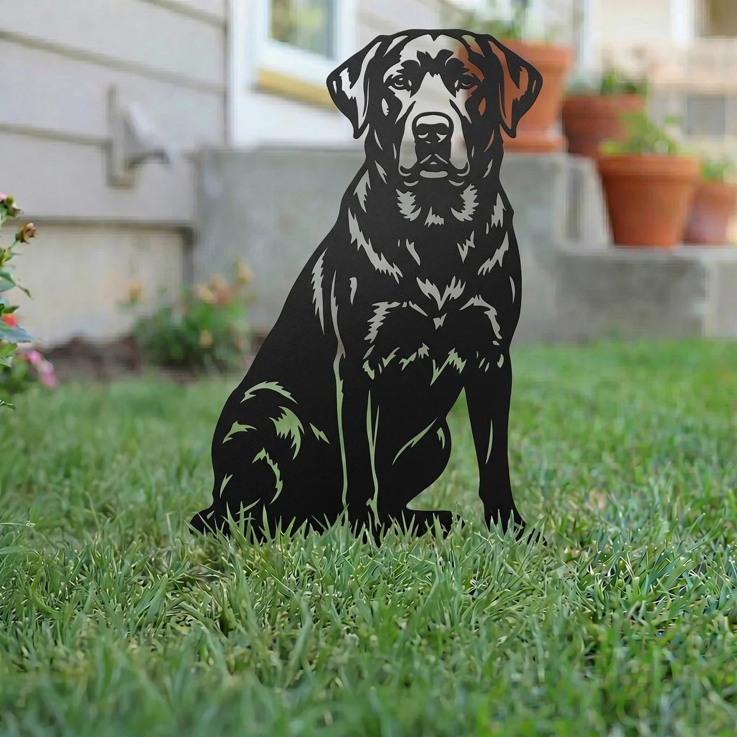 Two Poses Dog Retriever Metal Silhouette