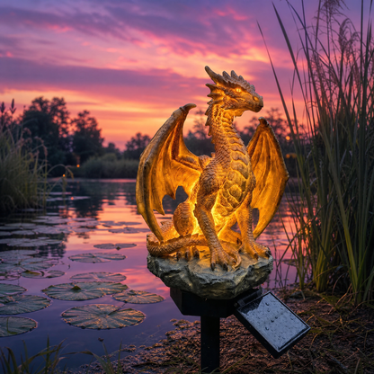 🐉 Dragon Solar Garden Light – Golden Ember LED Outdoor Garden Decor