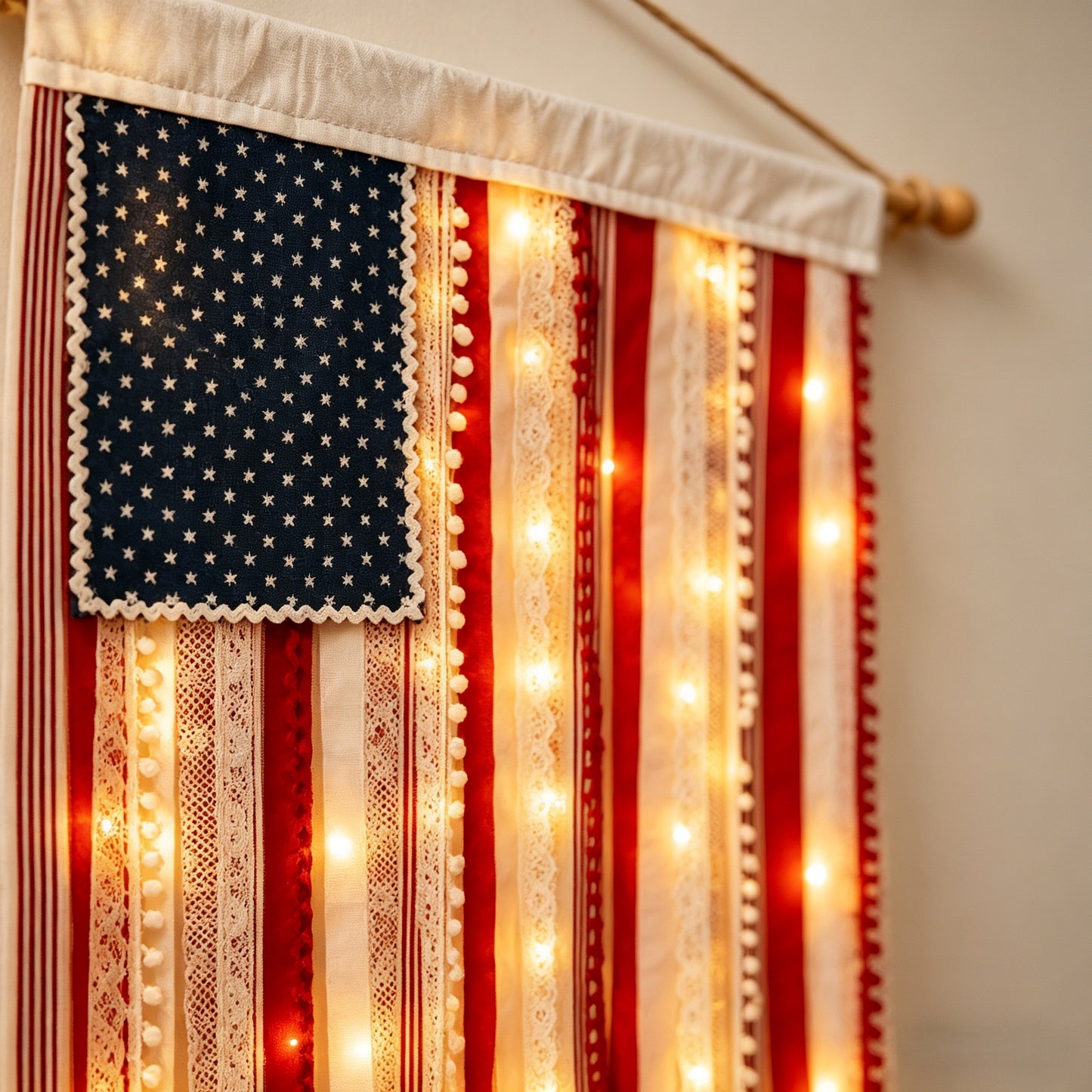 Make Your Home the Pride of the Neighborhood! America 250th Special Edition-4 x 2.3 Ft Lighted Rag American Flag Banner