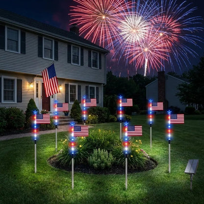 🔥MADE IN USA-8-Piece Flag Light Set🔥 – 4th of July Decorations with 8 Lighting Modes