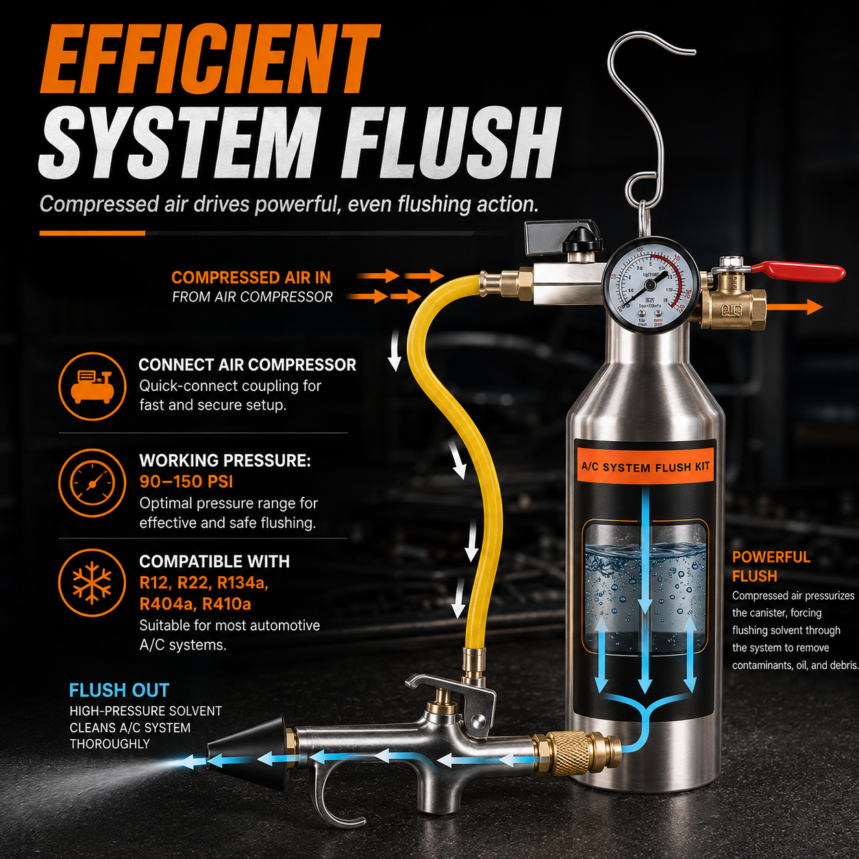 🔧 Automotive AC System Flush Kit – Clean & Restore Your Car's Cooling Performance