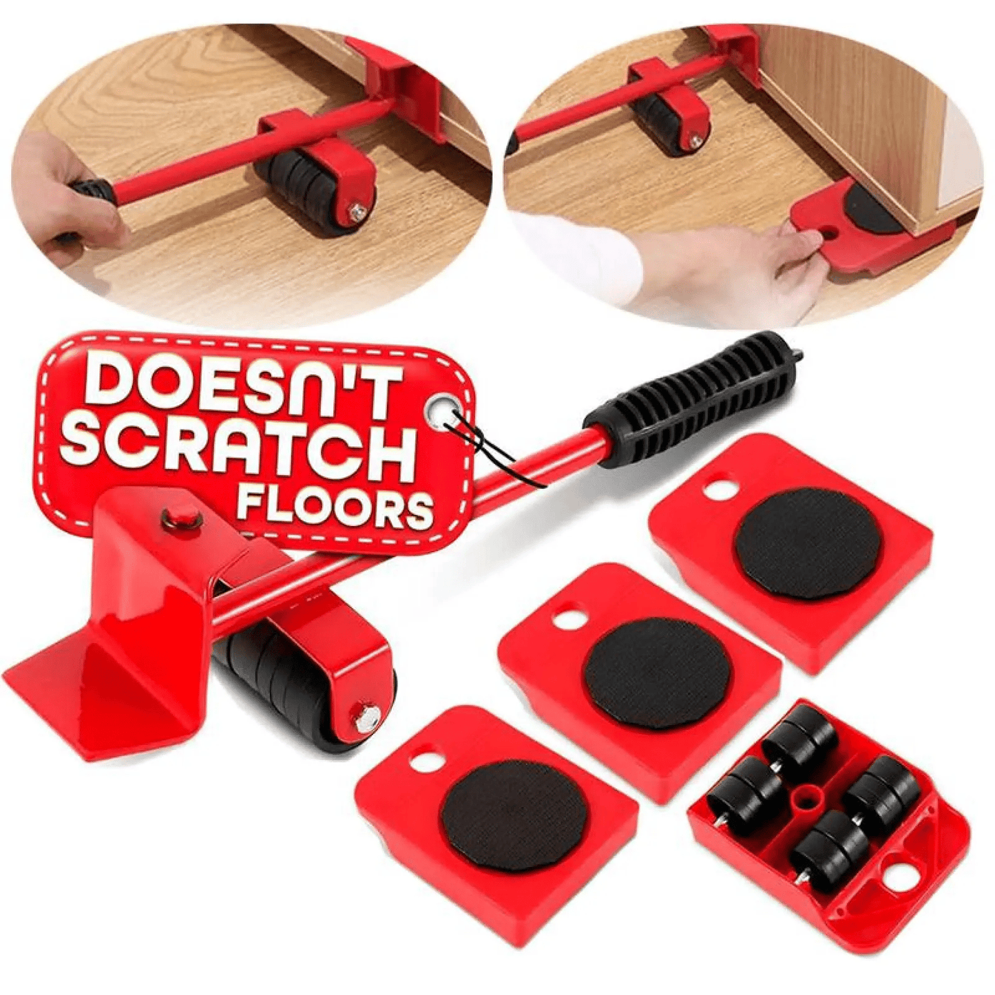 🏠600 Lbs Furniture Moving Dolly Lifter Kit with 360° Rotating Wheels for Heavy Furniture & Peel Stick Floors🪜