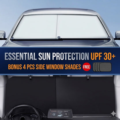 Retractable Car Windshield Sun Shade - 1-Second Setup Auto Rolling UV & Heat Reflector, Universal Fit Sun Blocker Window Cover