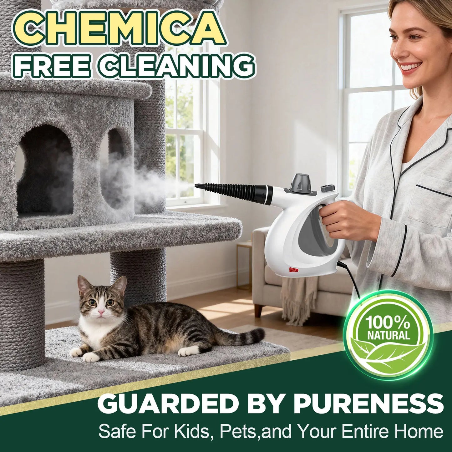 Effortless Deep Cleaning 🔥 The Ultimate 12-in-1 Handheld Steam Cleaner for a Chemical-Free Home🎁
