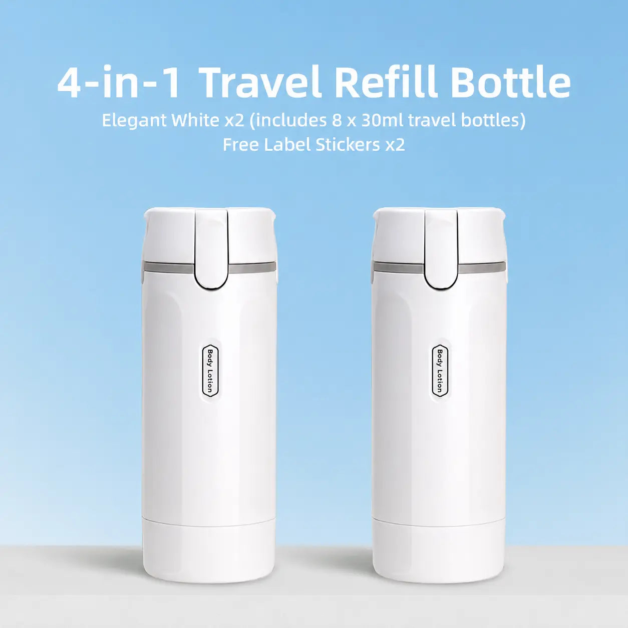 ✈️ 4-in-1 Leakproof Refillable Travel Toiletry Dispenser