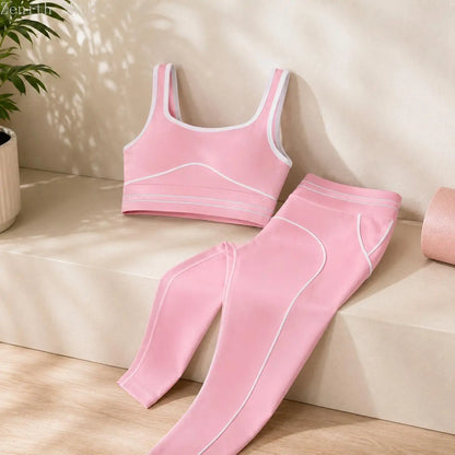 Women's High-Waisted Athletic Yoga Pants Set - Fitness Outfits, Modern Sportswear, Butt-Lifting Tight-Fitting Gym Training, Outdoor Tennis Clothes