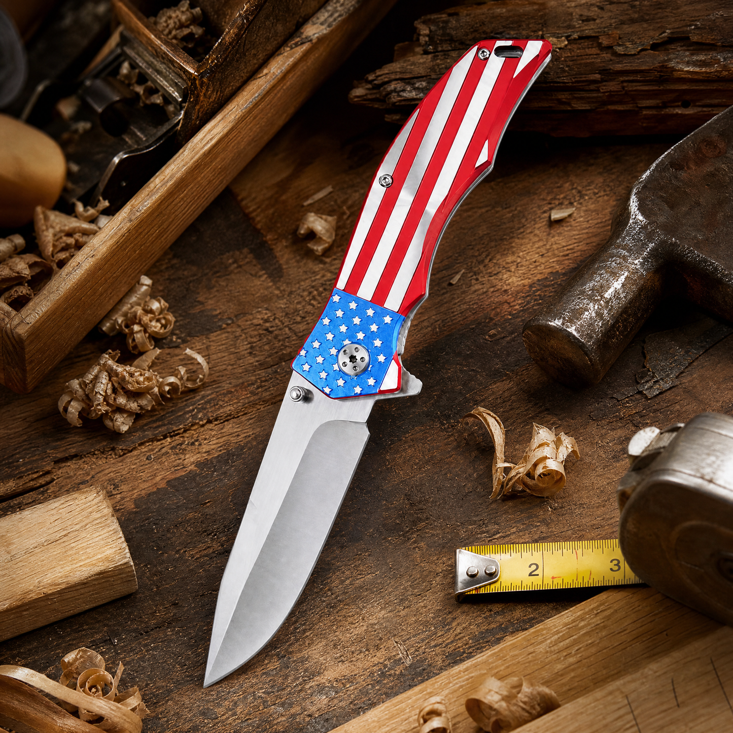 USA American Flag Patriotic Pocket Knife