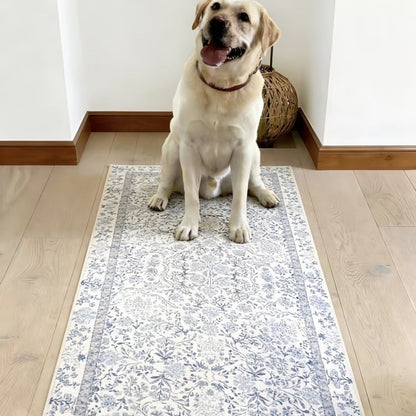 French Vintage Floral Washable Runner Rug