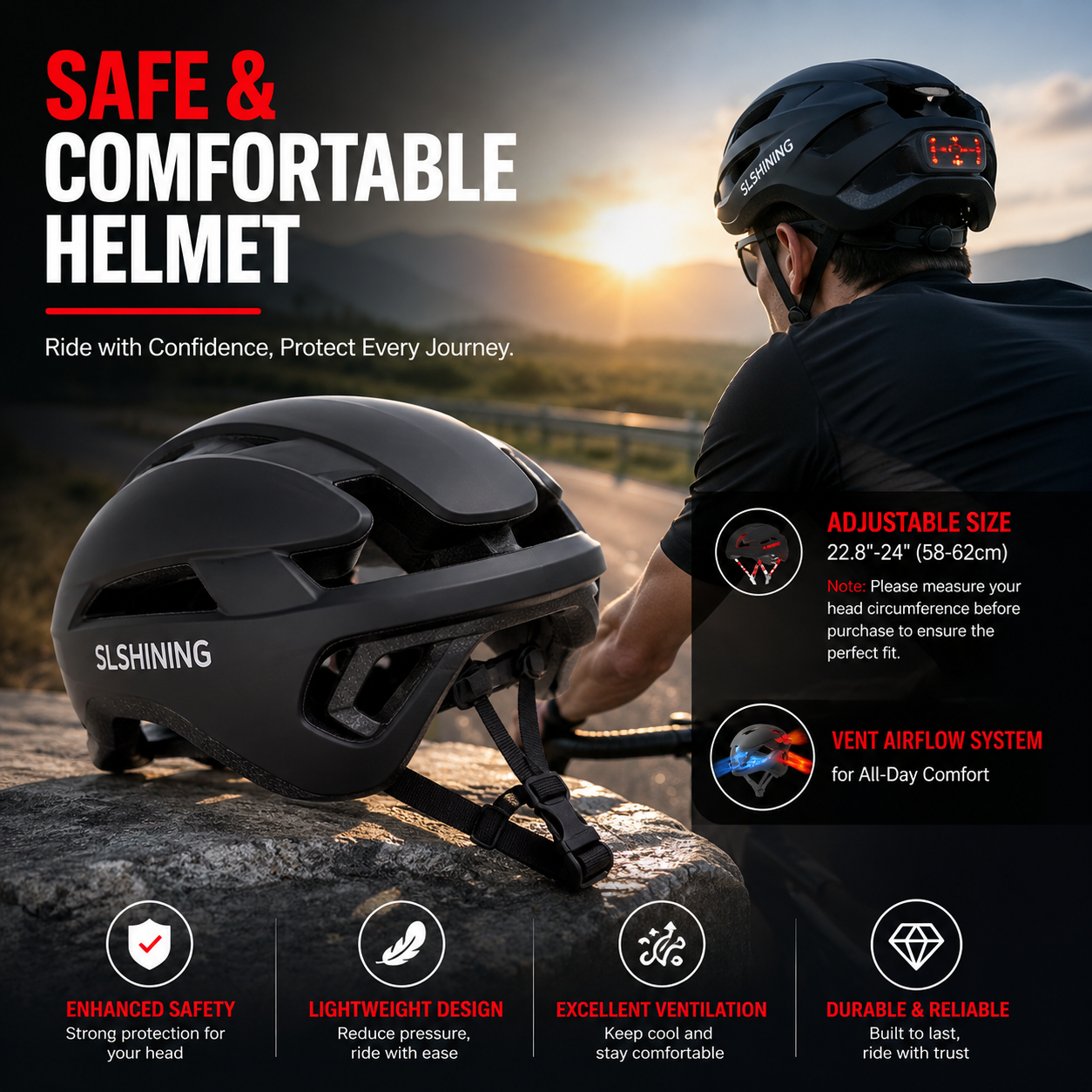 🚴SLSHINING Smart LED Cycling Helmet