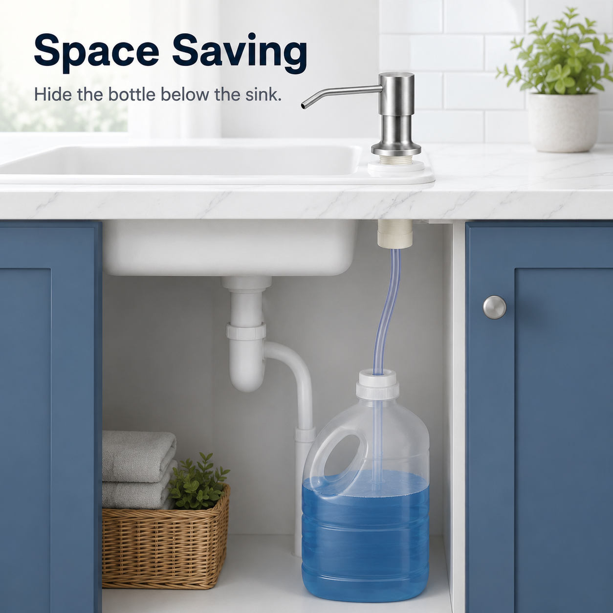 Kitchen Sink Soap Dispenser — Suitable for Kitchens and Bathrooms; No Need for Frequent Refills