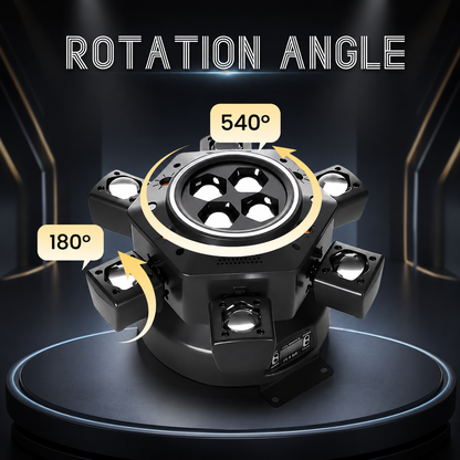 MDT Super 6-IN-1 Moving Head DJ Lights with RGBW 6-Arm Beams, Bee-Eyes Effect