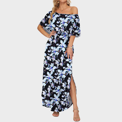 ⭐ 🔥Limited Time | Cold Shoulder Ruffle Maxi Dress with Pockets